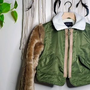Furry Sleeved Crop Jacket